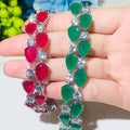 Fashion Classic Tennis Bracelet Super Shiny Ruby Red Green Emerald Zirconia Green Paraiba Bracelet