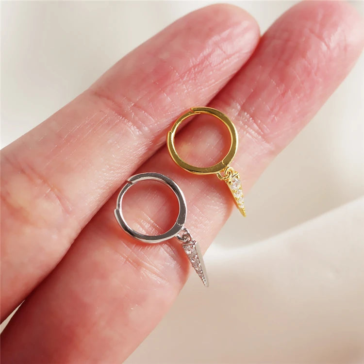 Gold Color Earrings Sterling Silver Hoop Earrings Cz Women Fancy Cz Diamond Earrings