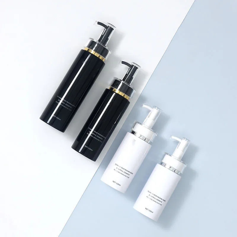 Wholesale 100ml 120ml 150ml 200ml High Grade Luxury Round PET Pump Bottle with Gold Pump Head Shampoo Bottle Shower Gel Bottle