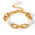 INS Fashion Natural Freshwater Pearl Bracelet Waterproof Stainless Steel No Fading Bracelet Jewelry Party Gift