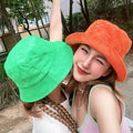 Custom Towel Fabric Fisherman Cap High Quality Vintage Wide Brim Solid Sun Visor Blank Terry Towelling Bucket Hats for Adults