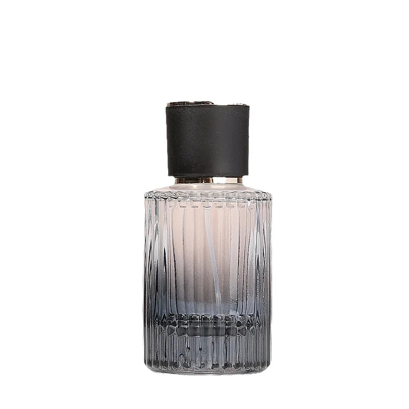 Gradual Black Luxury 30ml 50ml Round Flat Glass Bottle Crown Cap Vertical Stripe Seal for Fragrance Empty Perfume Spray Bottle