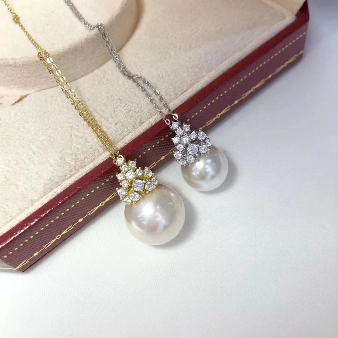 P959 11-12mm DIY Natural  Freshwater Pearl Charm Pendant Necklace Accessory 925 Sterling Silver Jewelry for Women Without Chain