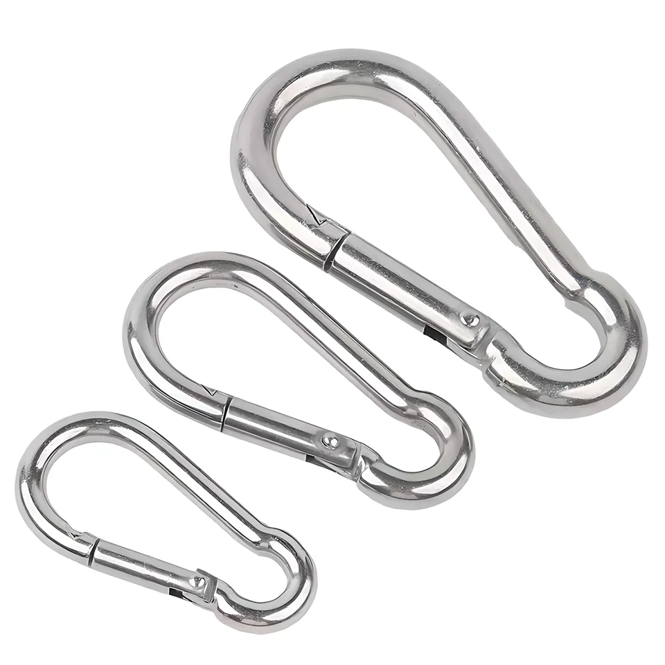 Wholesale 304 & 316 Stainless Steel Carabiner Hook with Spring Buckle for Outdoor & Heavy Industry Applications for Mining