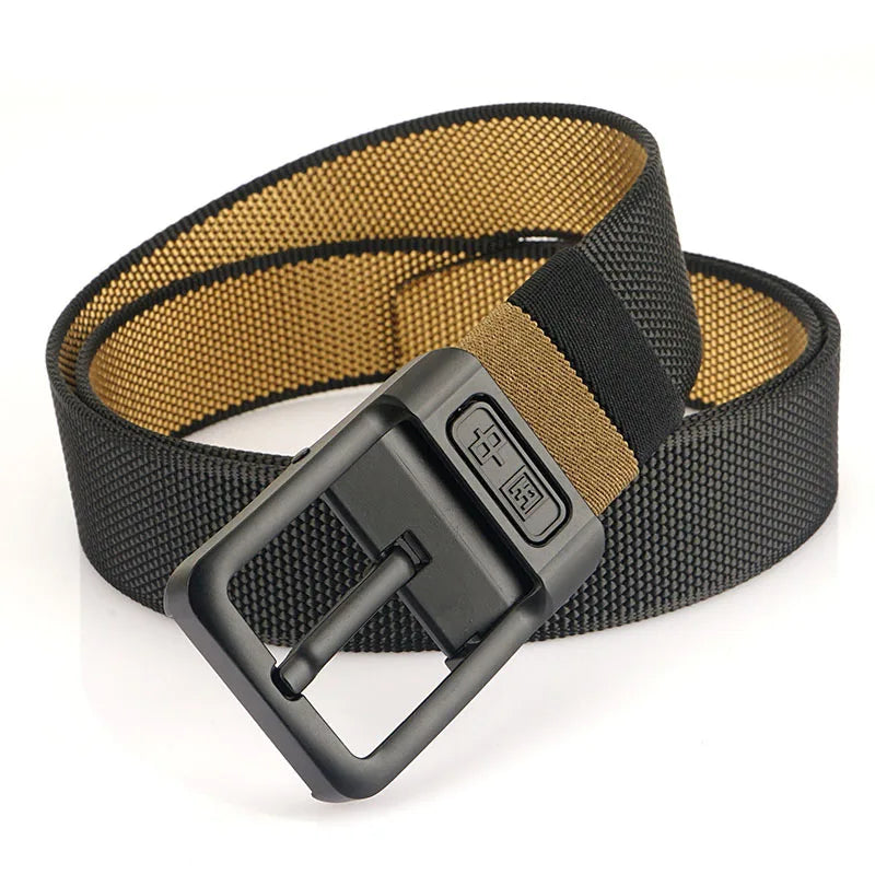 Wholesale Casual Men's 38mm Wide Luxury Fabric Belt Double Sides Nylon Woven with Custom Alloy Rotate Pin Buckle