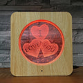 Wooden Texture Photo Frame Night Light Round Acrylic 3D Lamp 7 Colors Changeable Night Lamp for Bedroom