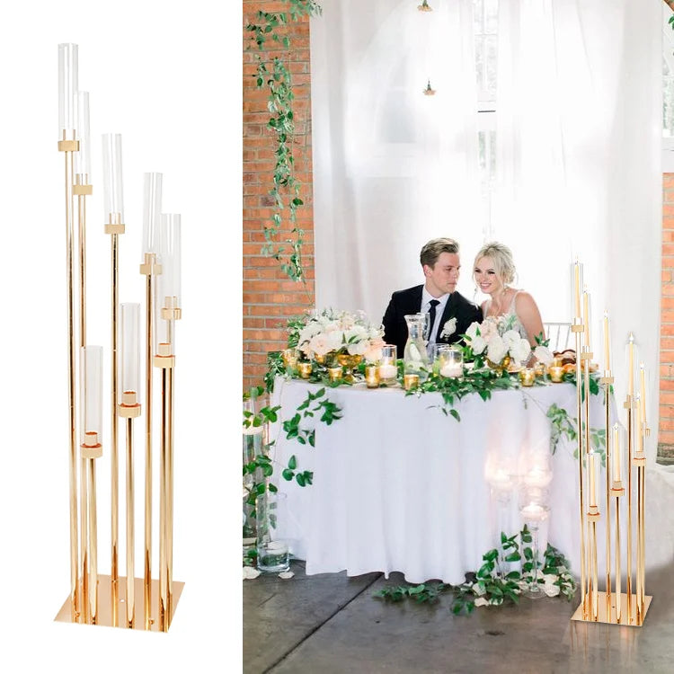 Wholesale Gold Wedding Centerpieces New Featured Metal Candlestick Holder Wedding Centerpiece Table Decoration for Wedding Party