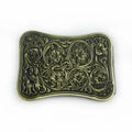 Custom  Logo Zinc Alloy Brass Mens Western Cowboy Metal Antique Brass Plated 3D  Belt Buckle 40mm