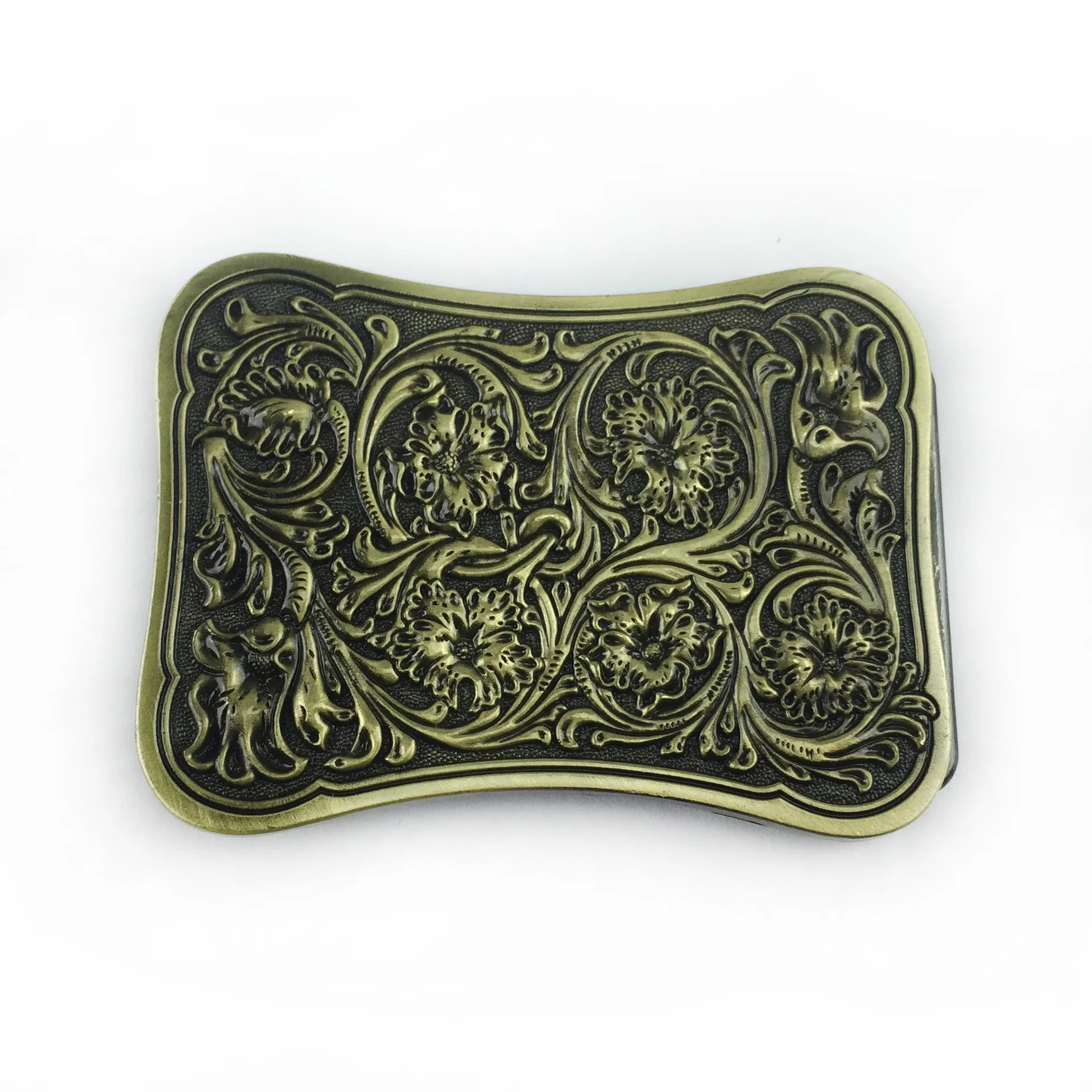 Custom  Logo Zinc Alloy Brass Mens Western Cowboy Metal Antique Brass Plated 3D  Belt Buckle 40mm