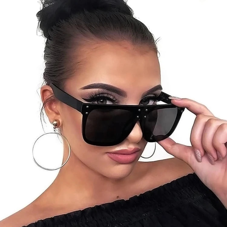 Luxury Brand Oversized Sunglasses One Piece Square Shades Rimless 2026 sunglasses