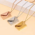 Custom Stainless Steel Locket Pendant Necklace for Women Personalized Frame with Love Letter Envelope Link Chain
