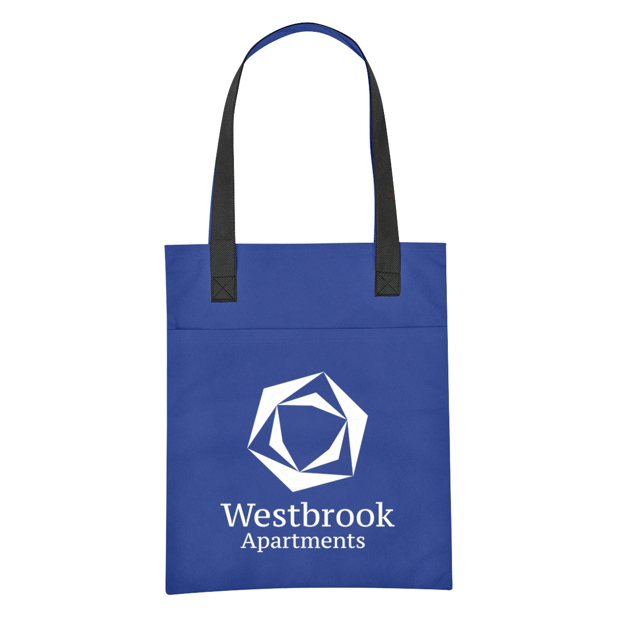Medium Non-Woven Turnabout Brochure Shopping Bags Front Back Pockets Extra Space Grocery Packaging Letter Pattern Shoulder Strap