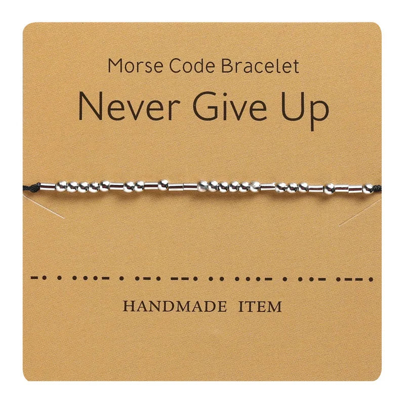SC Merry Christmas Card Bracelet Gift Funny BFF Couple Bracelets Handmade Inspirational Letters Morse Code Bracelets for Women