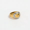 High End 18K Gold Plated Chunky Two-tone Egg Rings for Women Stainless Steel Jewelry