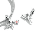 Fine Jewelry Zircon Couple Charms Rhinestone S925 Silver Charm for Bracelet
