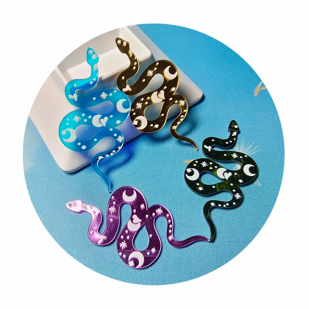 Planar Snake Charm 3D Acrylic Animal Pendants Resin Jewelry DIY Craft Custom Keychain Earring Necklace Making