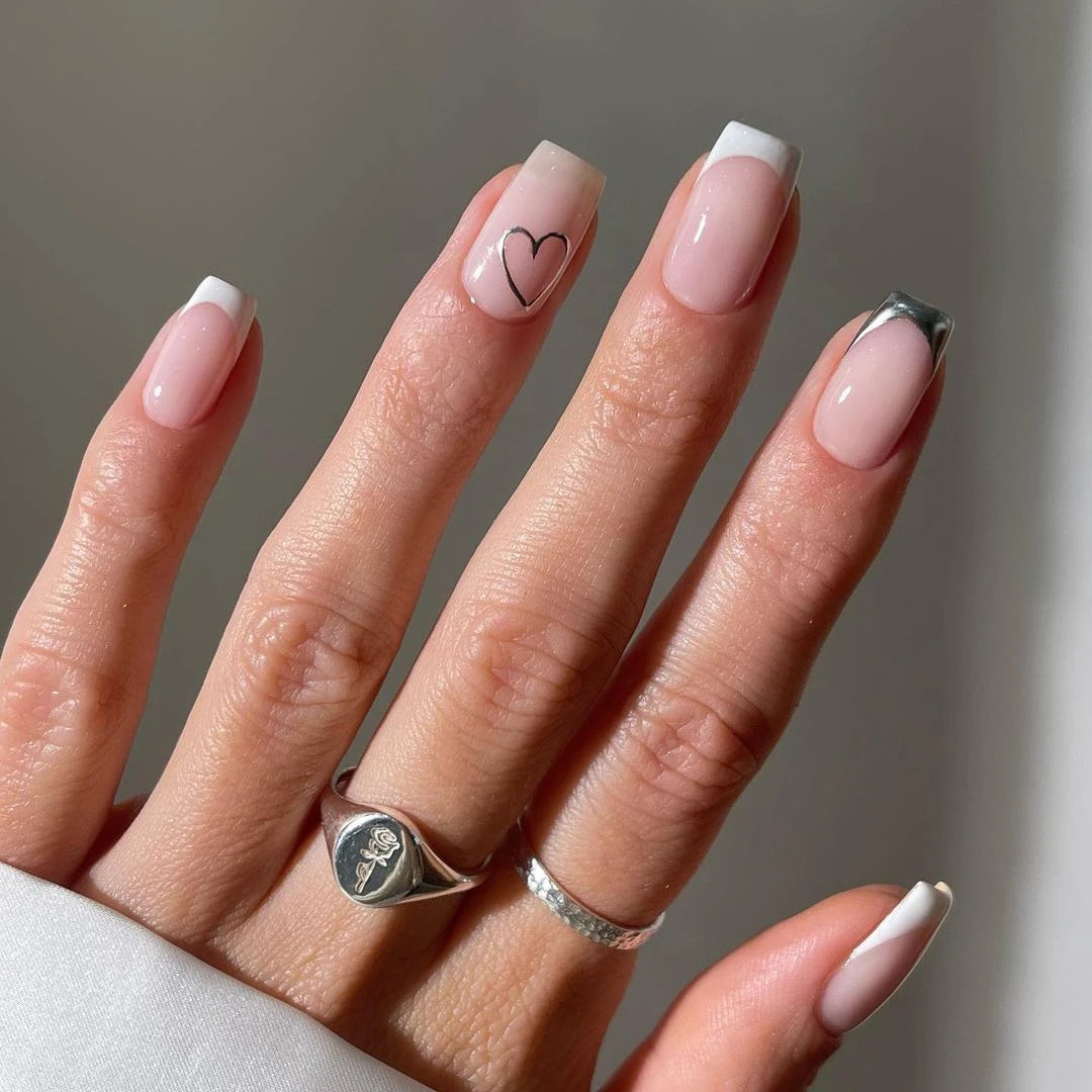 Custom Design Short Square Luxury Acrylic Press on Nails En Gel Vendors Wholesale Soft Gel French Tip Press on Finger Nails Tips