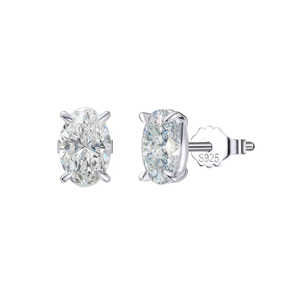 Rinntin LZE03 Sterling Silver Stud Earrings Drop 8A Cubic Zirconia Shaped for Women Gemstone Trendy Earings