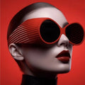 YTSLM12111 Oversized Wave Large Frame Y2k Fashion Personality Novelty Stylish Eyewear Sunglasses With Large Red Frame