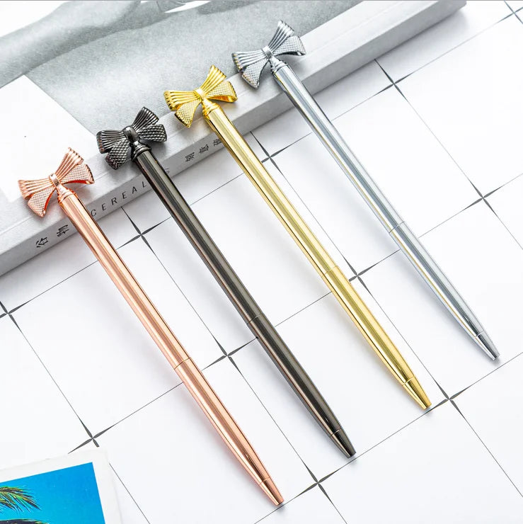 French Amorous Feelings Bowknot Whole Metal Barrel Ballpoint Pen