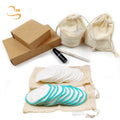 Eco-friendly 3.15" Round Soft Reusable Bamboo Terry Facial Cleansing Pads Laundry Bag Custom Cloth Makeup Remover Pad