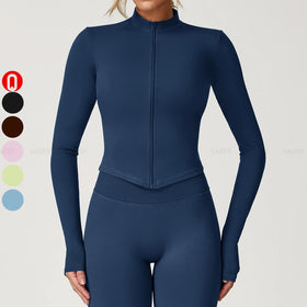 High Elastic Winter Sportswear Fitness Stand Collar Long Sleeve Gym Top Training Full up Zipper Tight Fit Yoga Jacket for Women