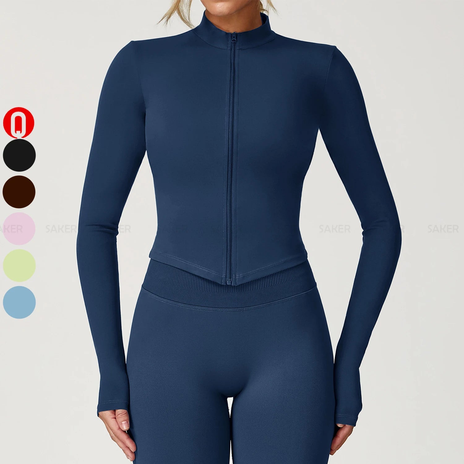 High Elastic Winter Sportswear Fitness Stand Collar Long Sleeve Gym Top Training Full up Zipper Tight Fit Yoga Jacket for Women