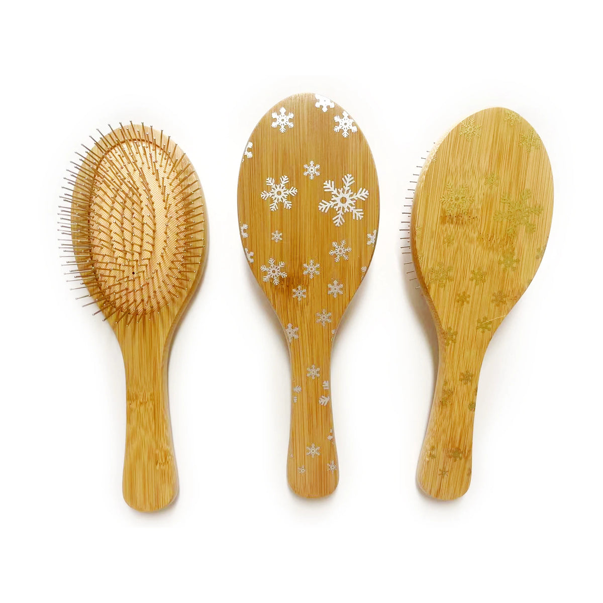 2026 Christmas Series Top Sale High Quality Eco-friendly Bamboo Air Paddle Hair Brush Steel Pins Simple Style for Head