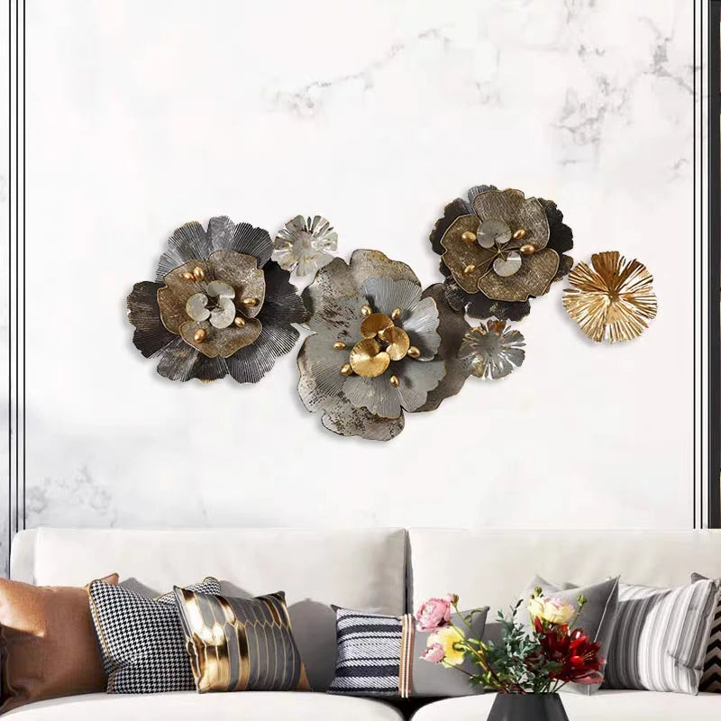 117*57cm Elegant Design Flower Shape Wall Hanging Decorations Large Metal Flower Wall Art Decor for Home