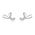 Fashion fine 925 sterling silver women exquisite mini heart-shaped diamond stud earrings