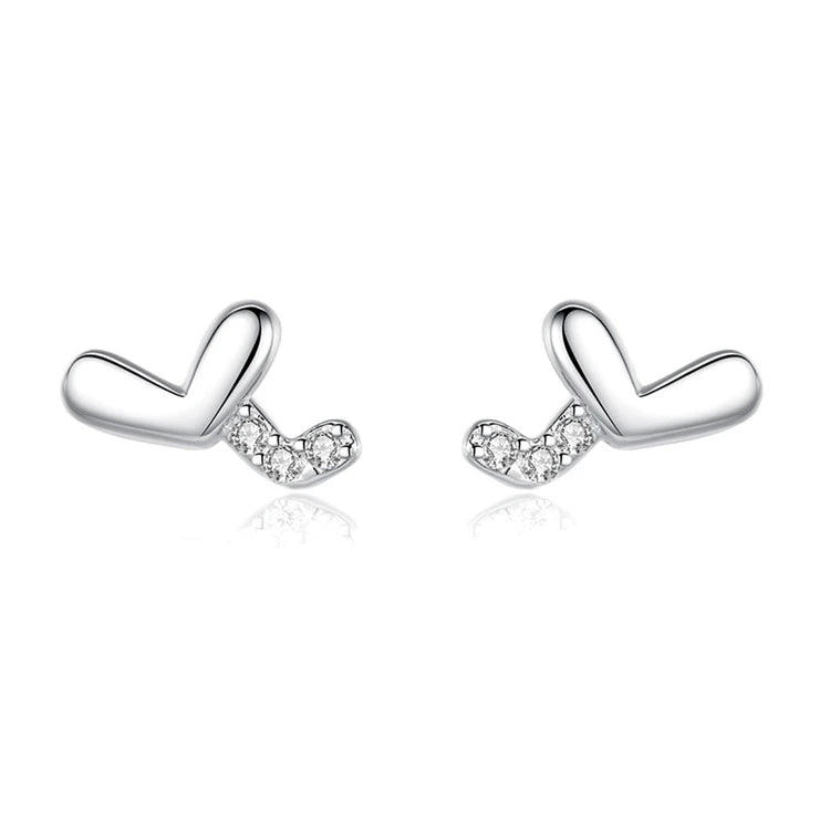 Fashion fine 925 sterling silver women exquisite mini heart-shaped diamond stud earrings