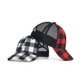 Versatile Black Red Plaid Curved Brim Baseball Cap Outdoor Sunshade Breathable Mesh Hat