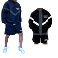 Two Piece Set Custom Reflective Print Logo Nylon Tracksuit Unisex Windbreaker Short Set Outdoor Running Tracksuit Zip up Hoodie