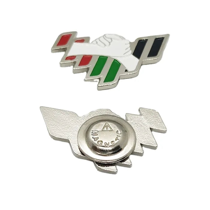 UAE New National Brand logo and Shaking Hands Map Shaped Metal Magnet Badge for the Next 50 Years National Flag Day