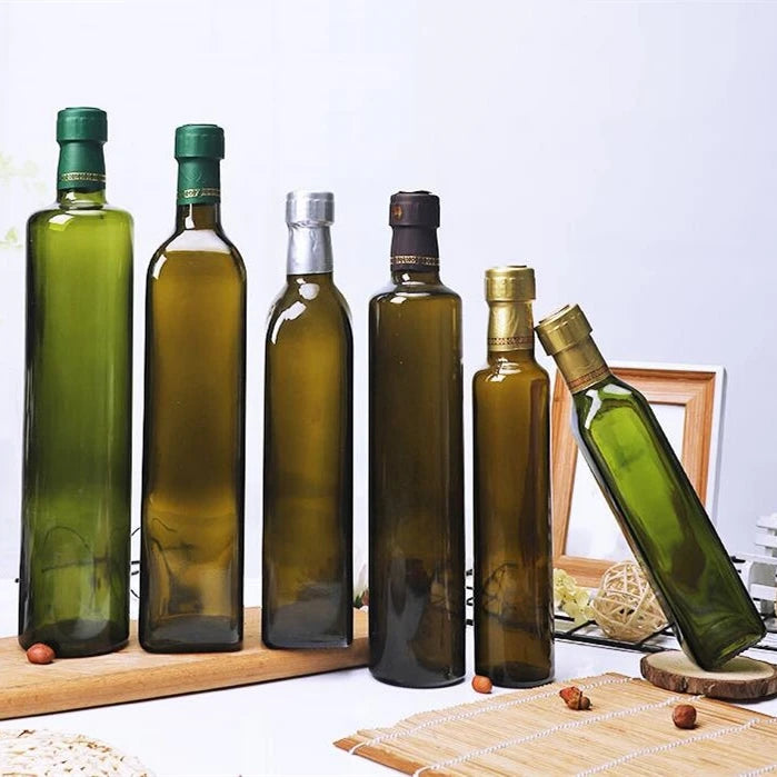 China Supplier 250ml 500ml 750ml Amber Square Olive Oil Glass Bottles for Cooking Oil