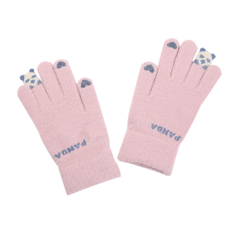 GL116 Christmas Touch Screen Knitted Glove White Knit Gloves Knitted Work Black Gloves Knitted