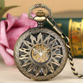 Vintage Bronze Steampunk Hollow Sunflower Skeleton Hand Wind Manual Mechanical Pocket Watch for Men Luxury Lokcet Watch Pendant