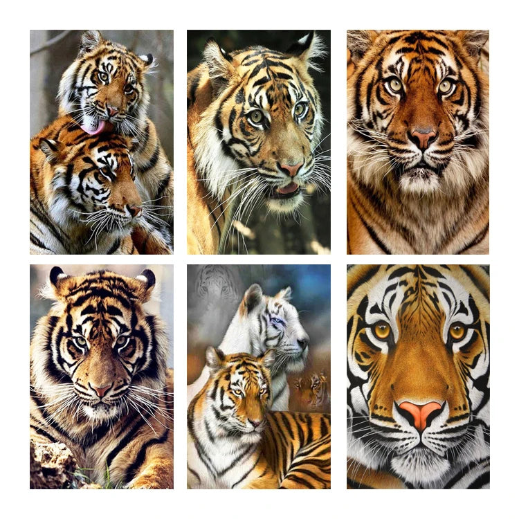 Tiger 5D DIY Full Diamond Square/Round Painting Beads Landscape Canvas Adult Home Decor Craft Embroidery Animal Children Present