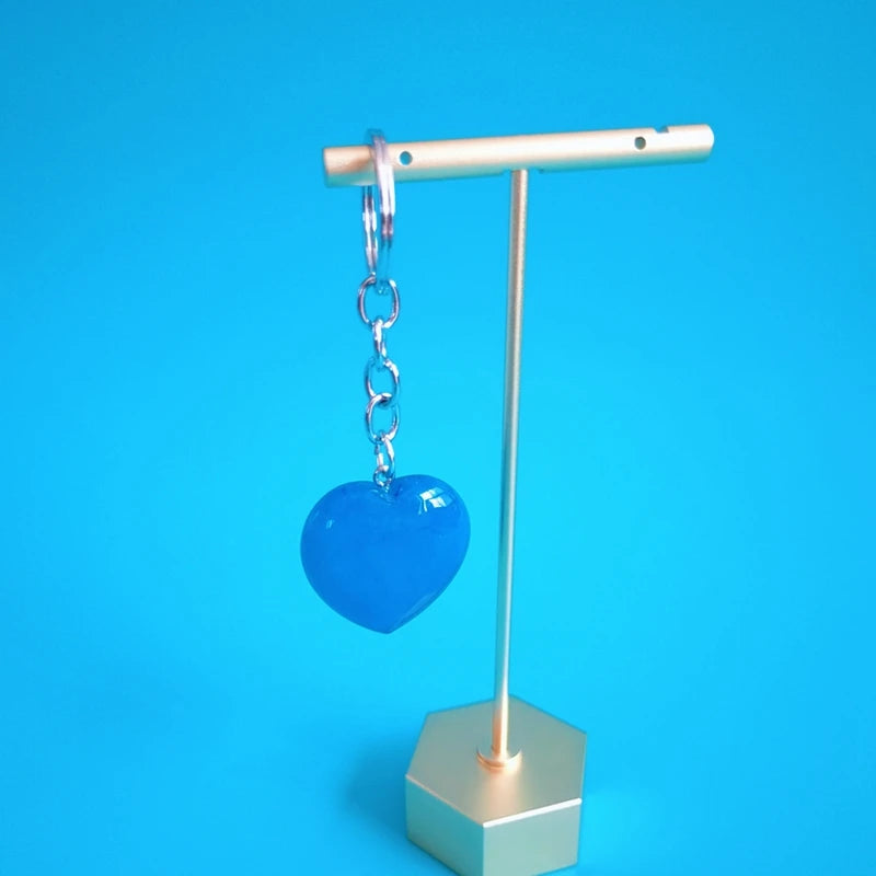 Huiying Fashion rings heart healing crystal pendant keychains necklace blue aventurine keyrings for sale