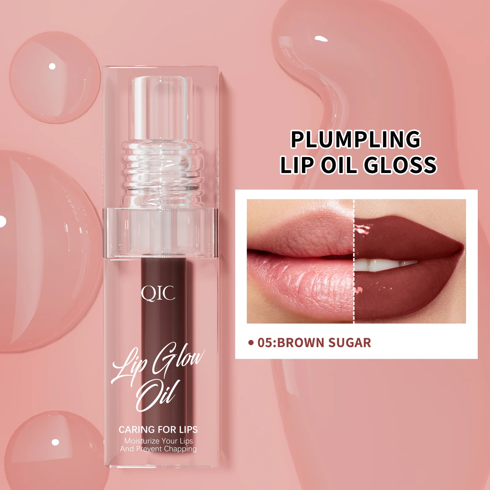 Herbal and Mineral Hydrating Lip Glaze Oil Plumping Care Lip Gloss That Fades Lip Lines Liquid Form Minimum Order 3pcs