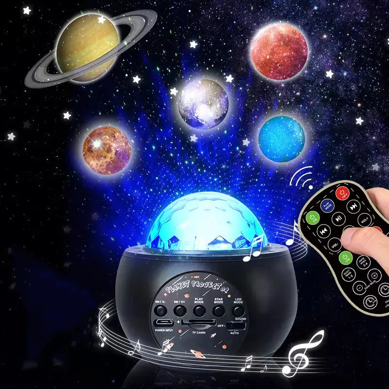 HD 10 Planets Music Projector Lamp Romantic Nebula Starry Bedside Atmosphere Lamp Wireless Speaker with Remote controller