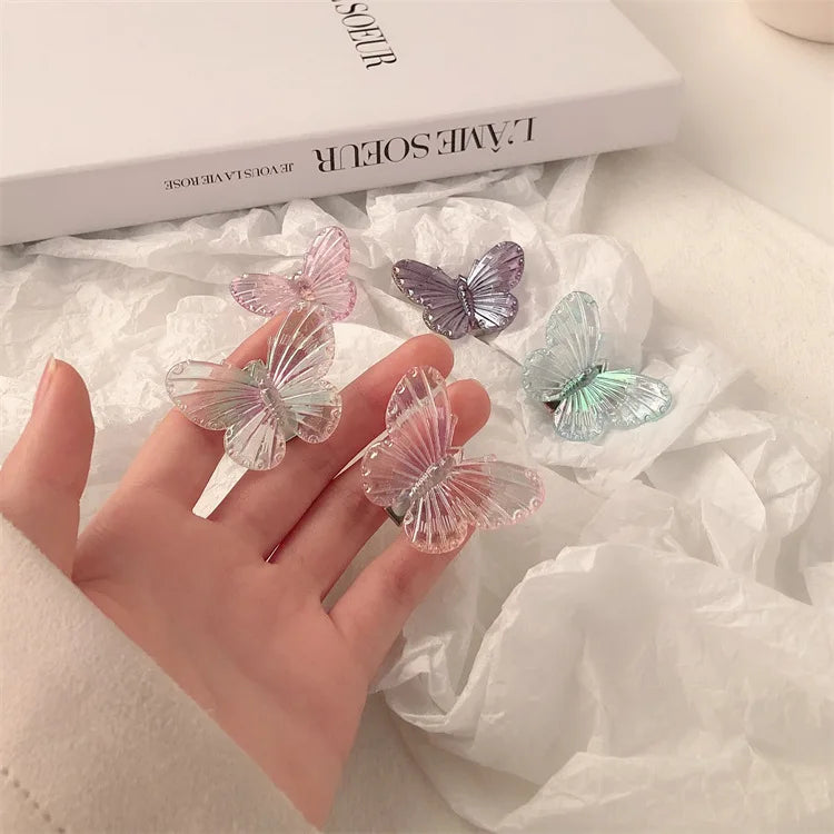ShangHai 2024 French Retro butterfly Hair Accessory with Back Curled Hair and Transparent Hair Clip Headpiece