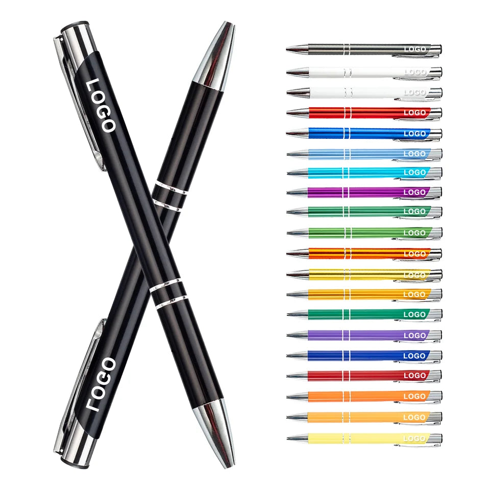 Customized Logo Printing Multicolor Metal Ballpoint Pen with Double Coil 1.0mm Writing Width
