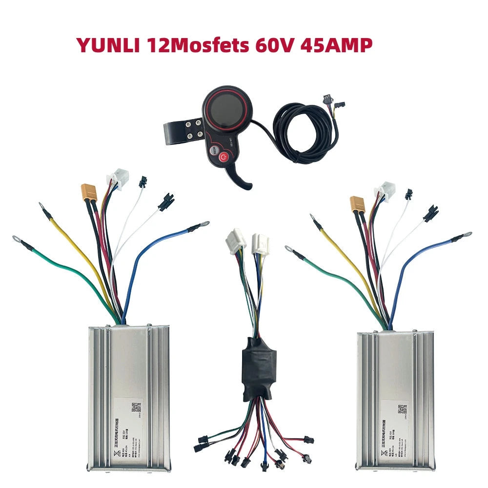 Yunli 60V 45Amp 12 Mossfets Tube 5 Pin Throttle Accelerator E Scooter Speed Spare Part Accessories Electric Scooter Controller