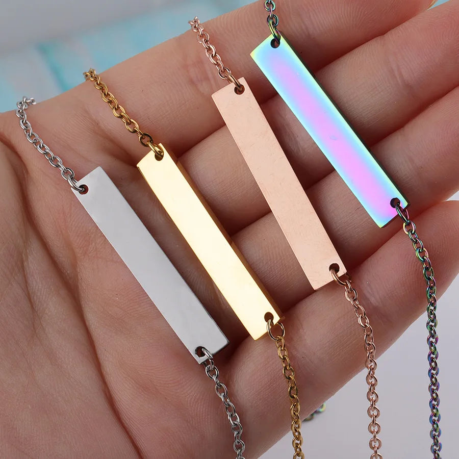 Wholesale Customized Stainless Steel 35*6mm Blank Bar Necklace Name Necklace