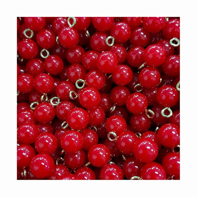 8mm 10mm 12mm 14mm 16mm Pearl Accessory Bead Necklace Gold Silver Brass Hook Cherry Charm Pendant Red ABS Plastic Imation Pearl