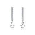 Fashion 925 sterling silver women fashion simple diamond star drop earrings