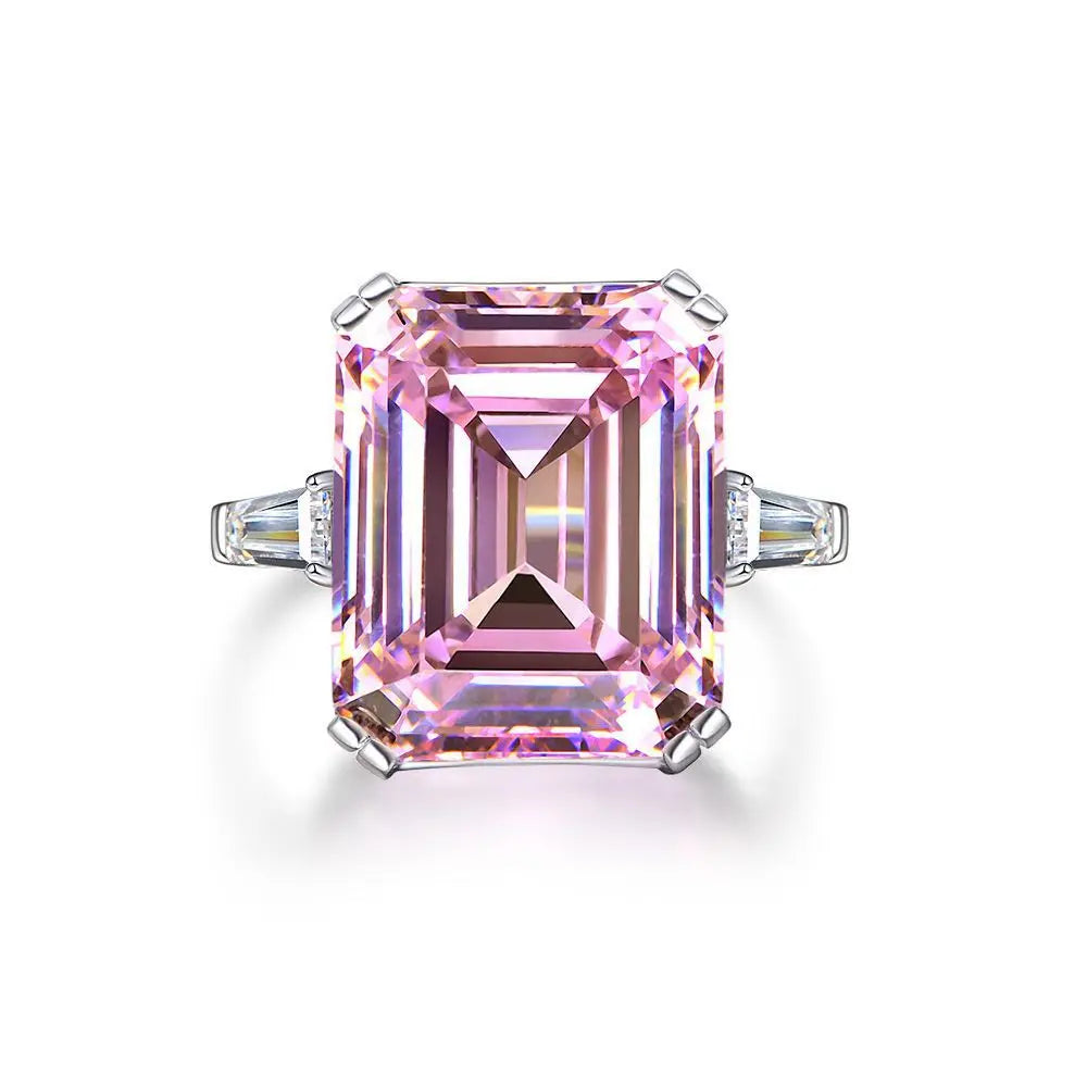 Luxury Wedding Anniversary Ring with 13*17mm Big CZ Prong Setting Fashion 925 Silver Engagement Rings for Women