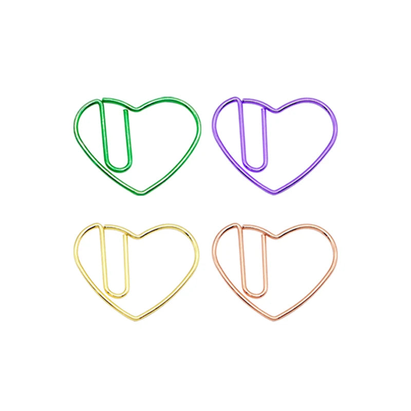 Colorful Stationery Gifts Metal Funny Decoration Paperclip Book Marks Shaped Love Heart Paper Clips