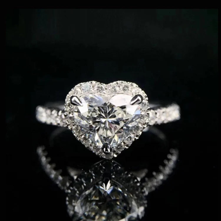 Engagement Ring 1ct Heart halo Lab Diamond IGI 14k Gold Wedding Ring Jewelry